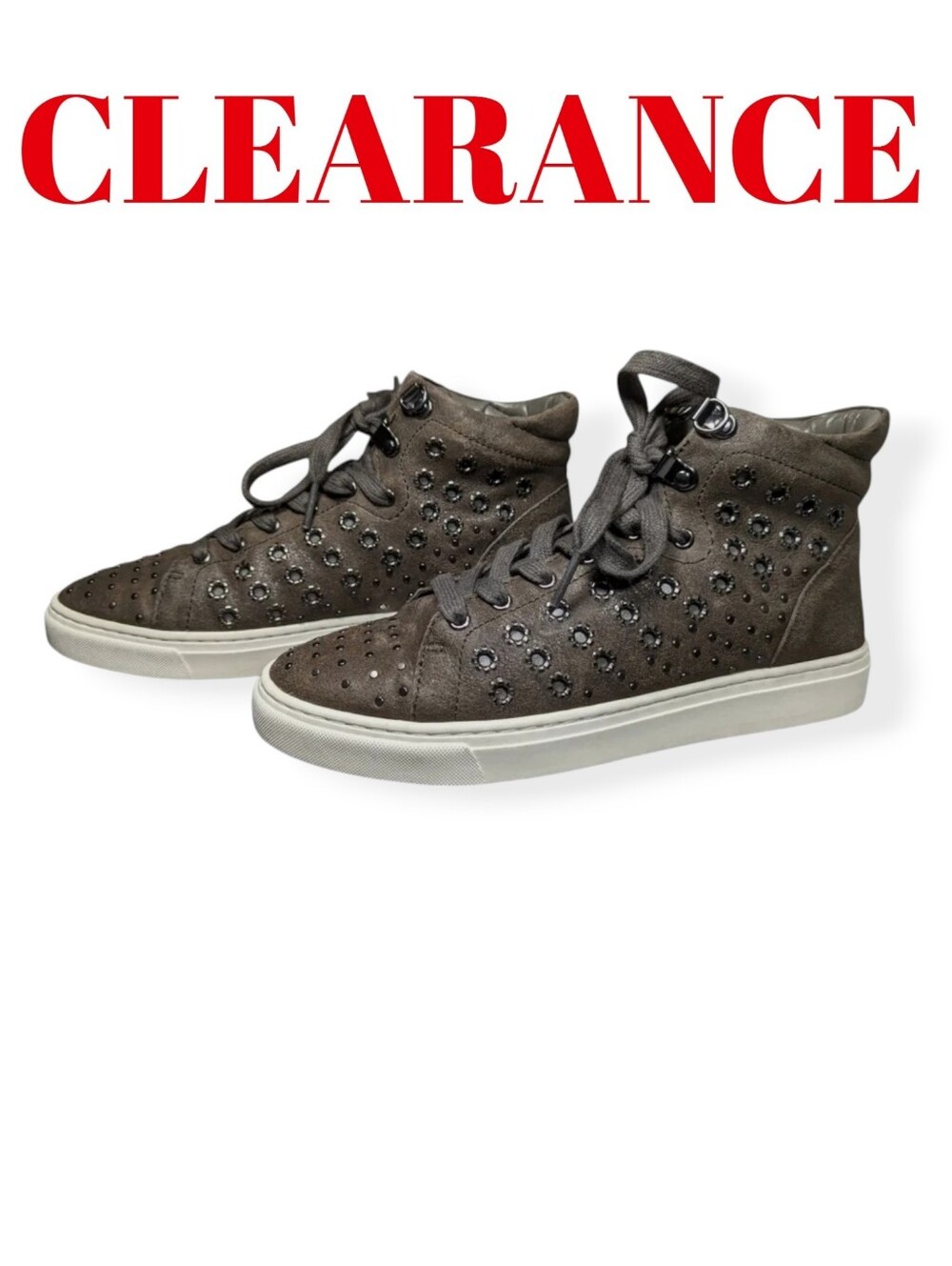 Vince Camuto Sneakers Gargoyle Gunmetal Stud Detailed Bestinda Suede Lace Up NIB